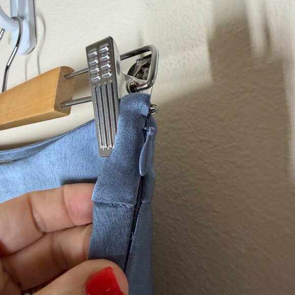 Sezane Sandy Midi Skirt Womens Size 36 US 4 Ice Blue Satin Minimalist Parisian - Picture 4 of 11